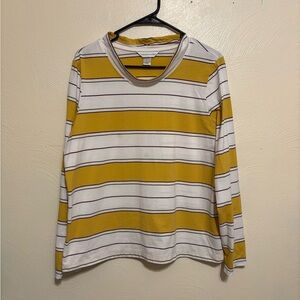 Christopher & Banks Yellow and White Long Sleeve Tee